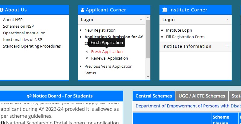 PM Scholarship Yojana Online Registration